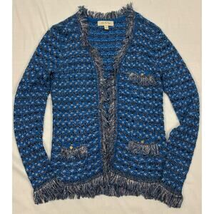 Anthropologie After The Rain Crochet Blue Gray Cardigan Women's Size S Preppy